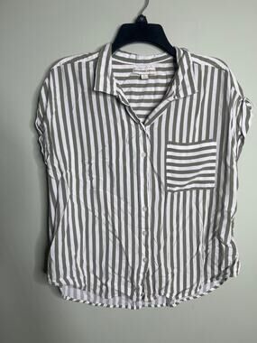 Alexander Jordan Short Sleeve Striped Button Up Large